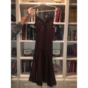Brown satin slip dress